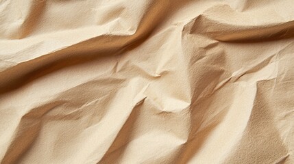Obraz premium A under 200 characters: A close-up view of crumpled brown paper with textured, uneven folds and creases, highlighting its recycled and natural appearance.