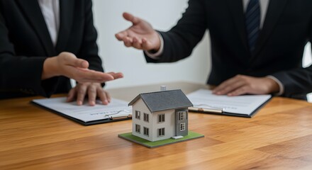 Obraz premium Real Estate Agents Discussing Property Investment and Home Purchase