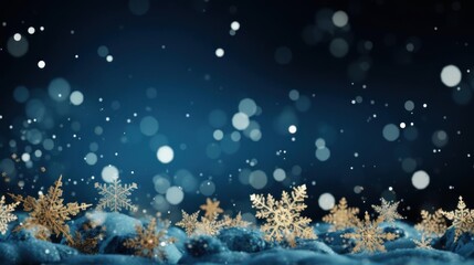 Celebrate Festive Season With Winter Snowflakes And Bokeh Effect Background