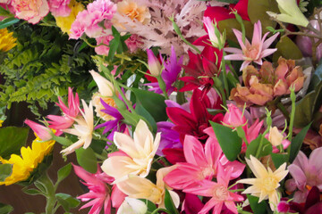 Colorful mixed bouquet of vibrant flowers.