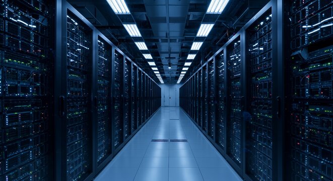 Deep into the Digital Core: A Glimpse into a Modern Data Center's Immense Server Infrastructure