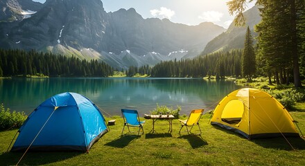 Camping Tents by Lake