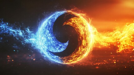 Obraz premium Abstract Sphere of Fire and Ice Energy