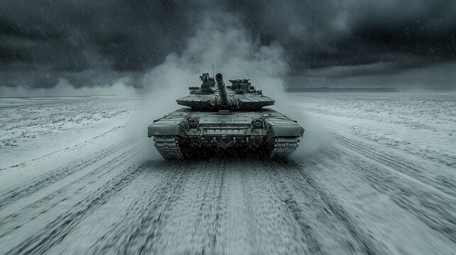 T-14 Armata Tank in a Snowstorm