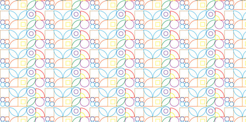 Vector seamless pattern with abstract lines and flower floral design. Abstract geometric fabric pattern. 