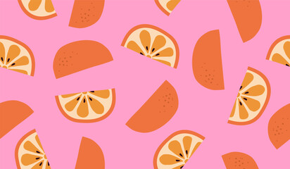 Cute orange fruits pattern background vector design