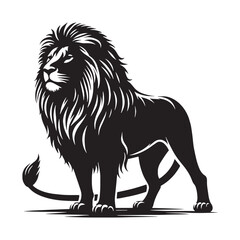 Obraz premium Classic lion silhouette with professional quality and crisp edges – lion silhouette – lion vector – lion illustration – silhouette of lion