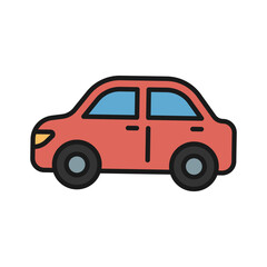 Car vector icon in solid line style, simple and minimalist transport vehicle icon
