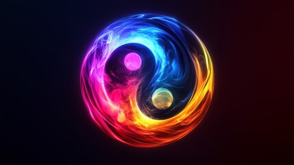 Obraz premium Glowing Yin Yang Symbol Abstract Art