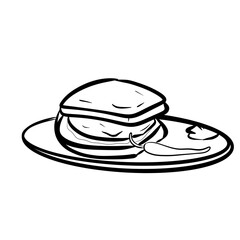 vada pav drawing, Vadapav illustration- a popular Indian vegetarian street food from Maharashtra mumbai