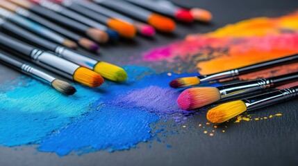 Obraz premium Vibrant Hues: A Symphony of Paintbrushes and Colors