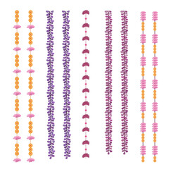 Traditional indian garland marigold toran floral vector wedding and festival decoration, Diwali decoration Toran border on transparent background PNG image