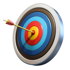 Colorful Archery Target Bullseye Image 3D Render Goal Achievement isolated on transparent background