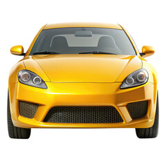 yellow car isolated on transparent white background, clipping path