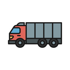 Truck vector icon in solid line style, simple and minimalist transport vehicle icon