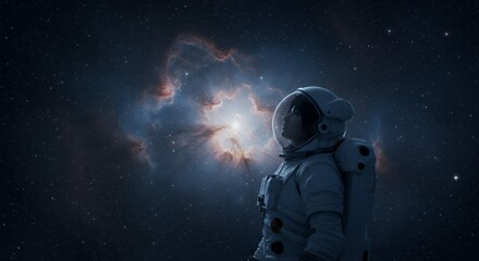 Astronaut Gazing at Nebula: A Journey into the Cosmos