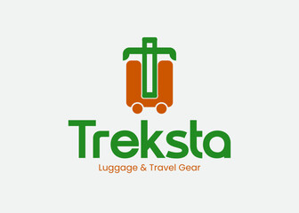 stylish treksta luggage and travel gear logo design
