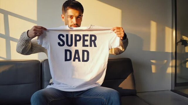 Celebrate Fathers Day with Super Dad Shirt - Stock Photo