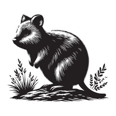 Joyful quokka silhouette vector designed for lighthearted branding projects – quokka silhouette – quokka vector – quokka illustration – silhouette of quokka

