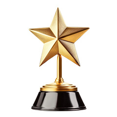 Golden Star Award Trophy A Symbol of Excellence and Achievement isolated on transparent background