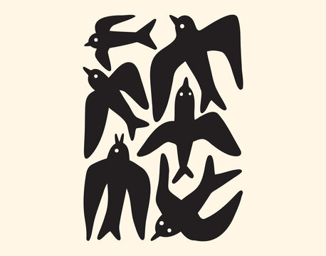 Beautiful and unique contemporary bird wings abstract plant poster art. vector flying motifs