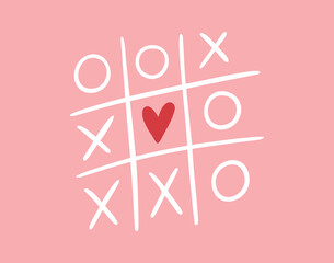 Xoxo phrase vector lettering. Modern brush poster calligraphy. Romantic a game of tic tac toe love print 
