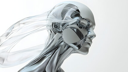 Silver Android: A Futuristic Female Form