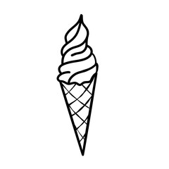 Ice Cream Fast Food Icon Line Art Coloring Book Illustration for Restaurant Menu, Kids Activity, and Hand-Drawn Food Design