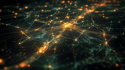 Fototapeta premium 3D map of internet traffic with glowing nodes and routes