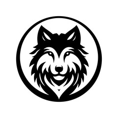 Howling Wolf Head Logo Crescent