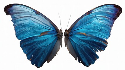 Vibrant Blue Butterfly Wings Fully Spread for Detailed View