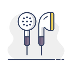 Ear-bud headphone vector flat icon