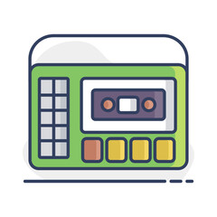 Retro cassette recorder player vector icon