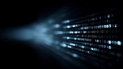 Abstract technology background featuring binary code and digital stream data