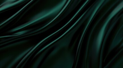 Obraz premium Dark emerald green satin drapes. Flowing folds of luxurious fabric