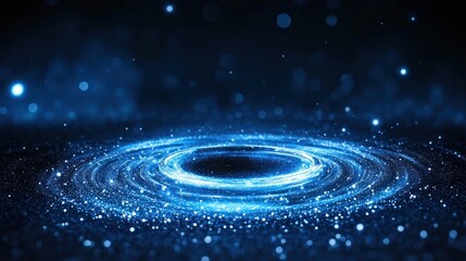 Abstract Cosmic Nebula: Glowing Blue Spiral Galaxy