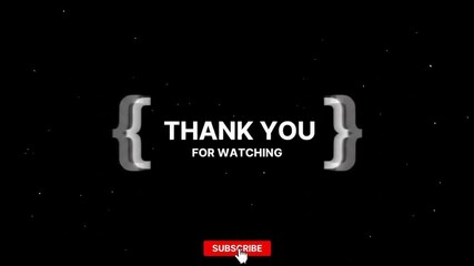 Black background with white text saying thank you for watching, a red subscribe button. Suitable for YouTubers to encourage viewers to subscribe.