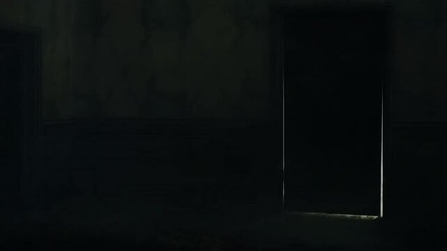 Haunted Corridor Scene - Eerie Door Slams Shut with Unseen Force [Cinematic 4K Horror Atmosphere]