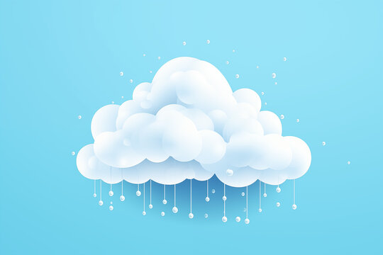 A vector illustration of a white cloud with drops rain, weather concept
