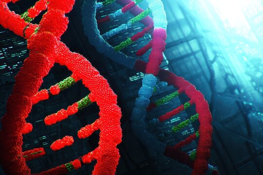 Vibrant Representation of DNA Helix Structure Highlighting Scientific Exploration and Innovation in British Science Week