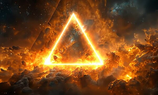Fiery triangle in cosmic clouds.