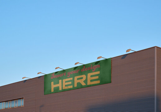 Mockup features a large storefront with a blank billboard.