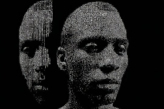 British Science Week Double Exposure Artwork Featuring Doodle Lines and Abstract Representations of Human Faces