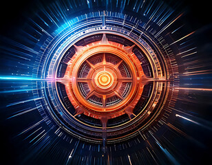 Dynamic energy swirl futuristic digital space abstract art cosmic technology close-up view