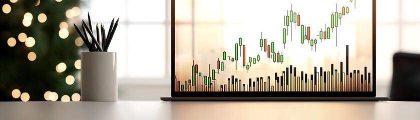 Market trends visualization home office digital chart modern environment close-up view investment insights