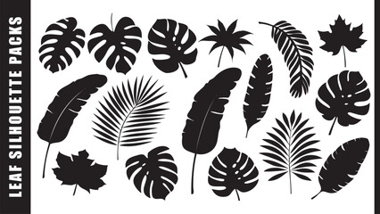 Black Leaf Silhouettes with Tropical Styles