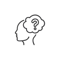 Thinking Person Icon - Human Head with Question Mark for Educational Platforms, Problem Solving Resources, Quiz Applications, Decision Making Tools and Cognitive Psychology Materials