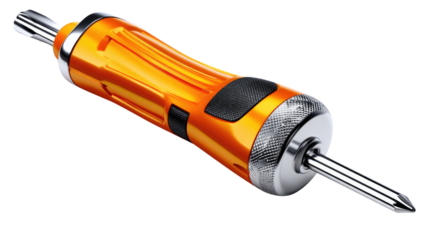 Precision Toolkit: A detailed shot of a versatile, ergonomic screwdriver, expertly crafted for precision and ease of use in various tasks. 