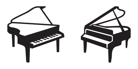 Vector illustration of grand piano silhouettes © nurartvi