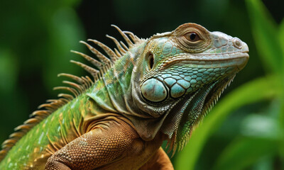 Obraz premium A close-up view of a lizard perched on a tree branch